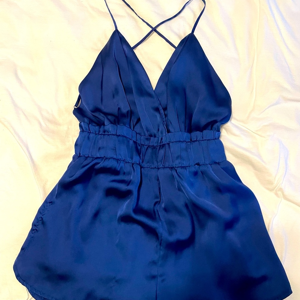 Royal blue, silky romper
